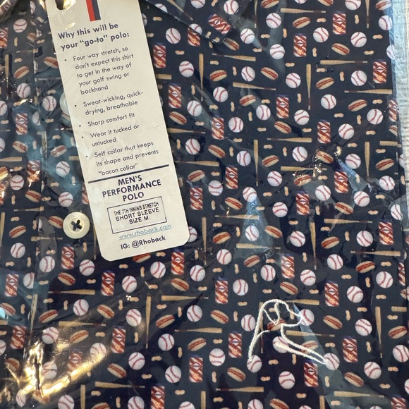 Rhoback Men's Short Sleeve Performance Polo “ The Seventh Inning” - Picture 1 of 8